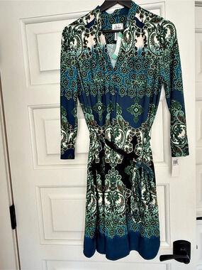 One Collection Jamison Jersey Shirt Dress Floral Midi Dress Size 10 Like New